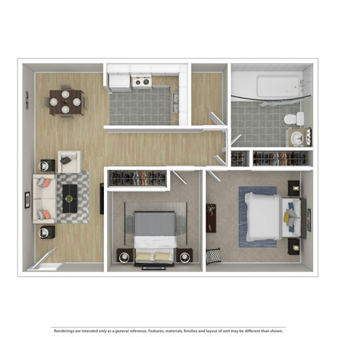 a floor plan of a furnished two bedroom apartment